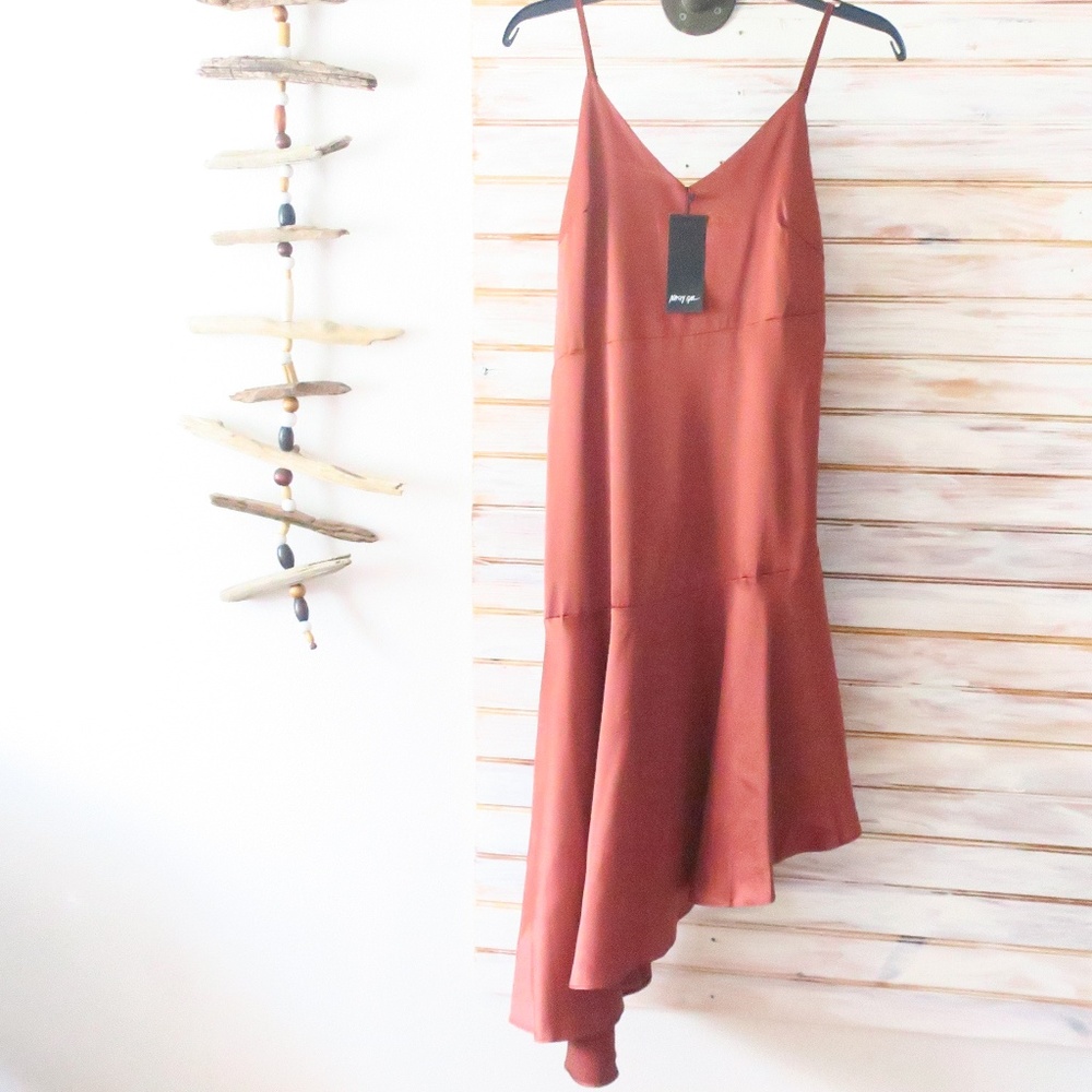 Nasty Gal Satin Slip Dress Chocolate Wine - Picture 6 of 8